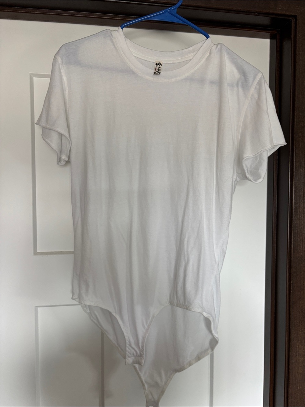 Free People White Short Sleeve Crew Neck Bodysuit